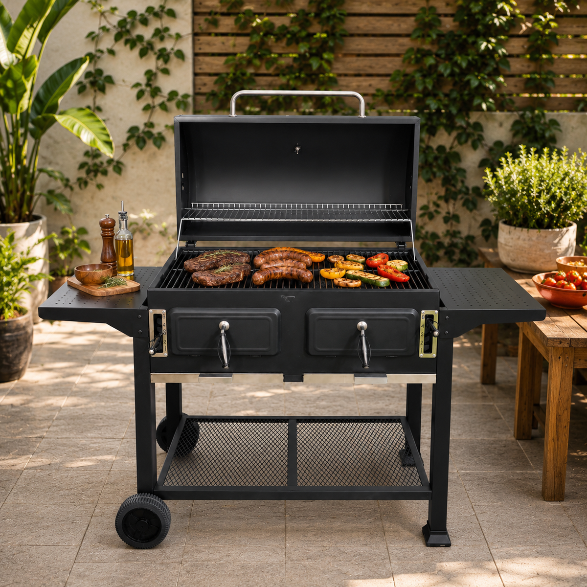 Parrilla Premium Doble Altura con Bandejas Laterales