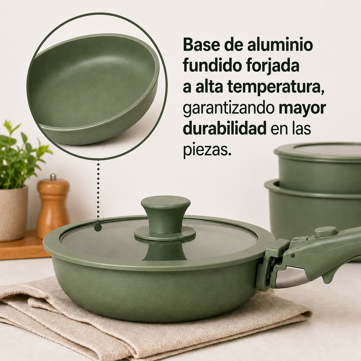 Set Ollas con Mango desmontable 17 piezas