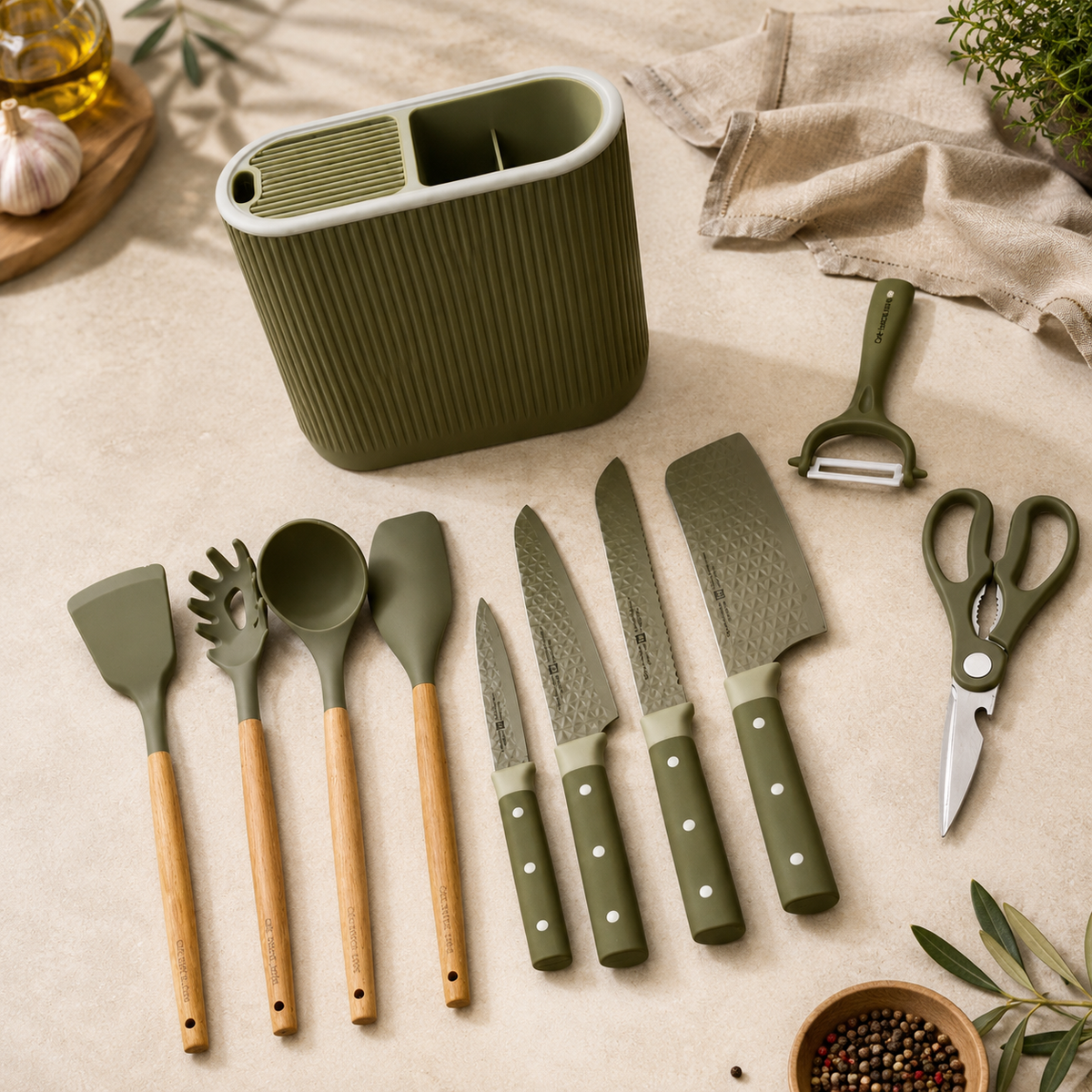 Set Cuchillos y Accesorios de Cocina 11 piezas