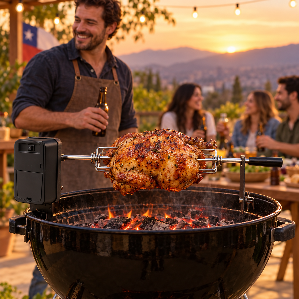 Asador Giratorio Eléctrico para Parrilla