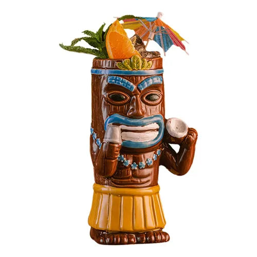Vaso Tiki Guerrero Tribal Azul