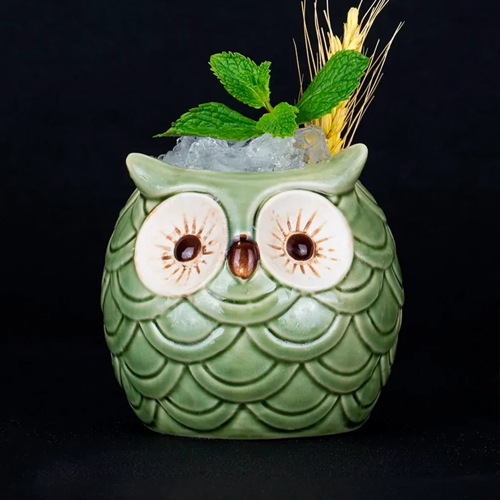Vaso Tiki Búho Verde