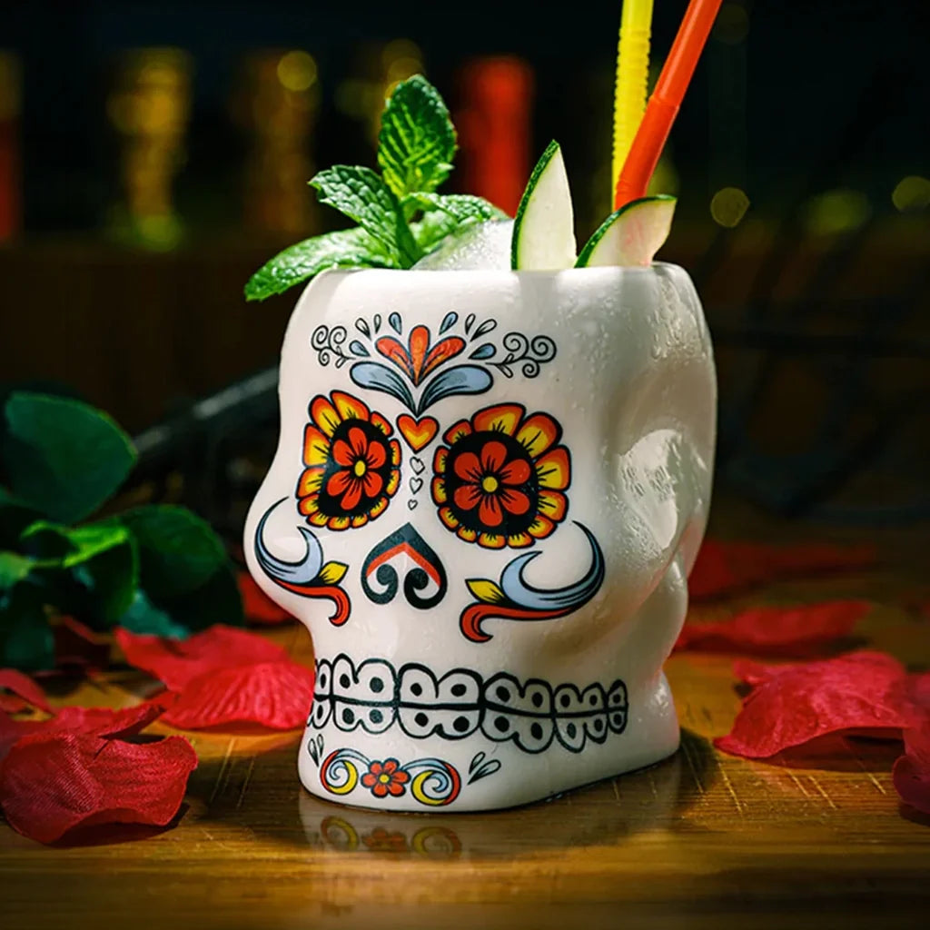 Vaso Tiki Calavera Día de los Muertos