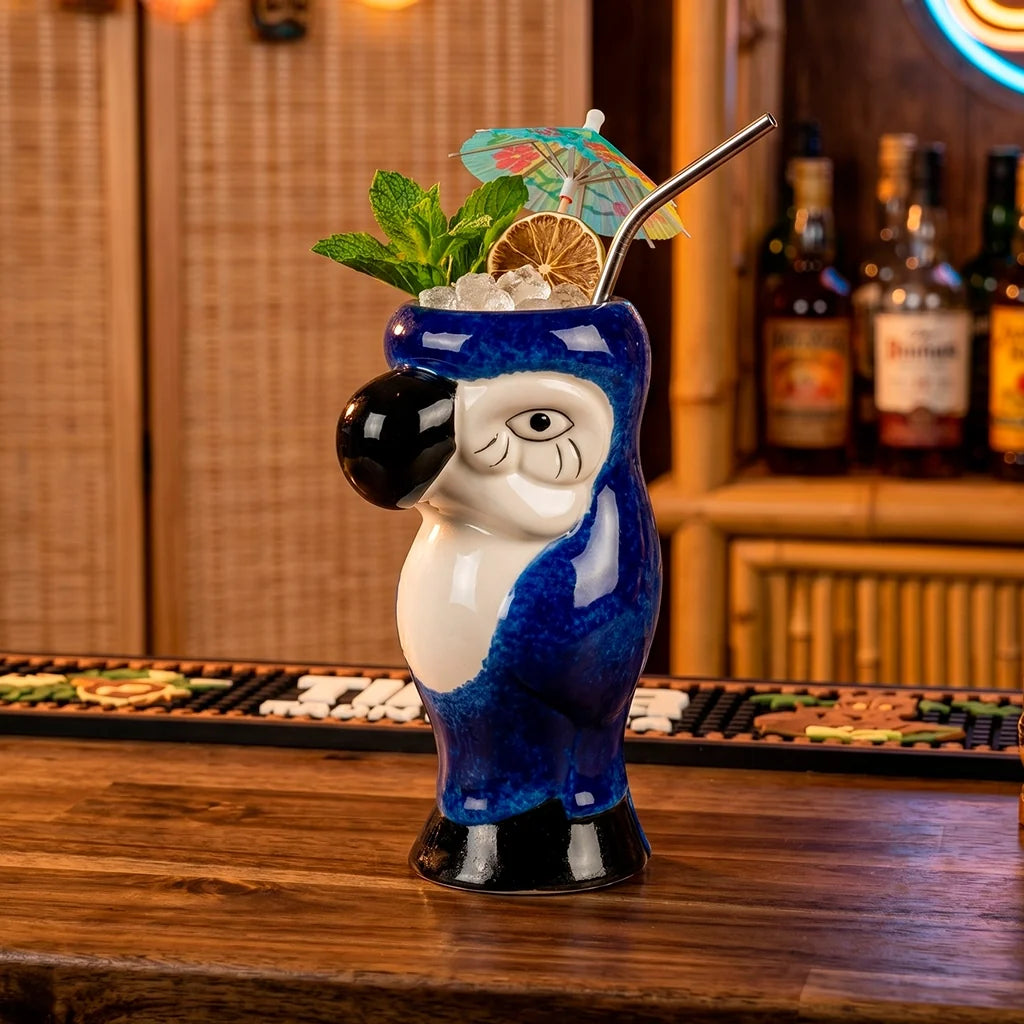 Vaso Tiki Loro Azul