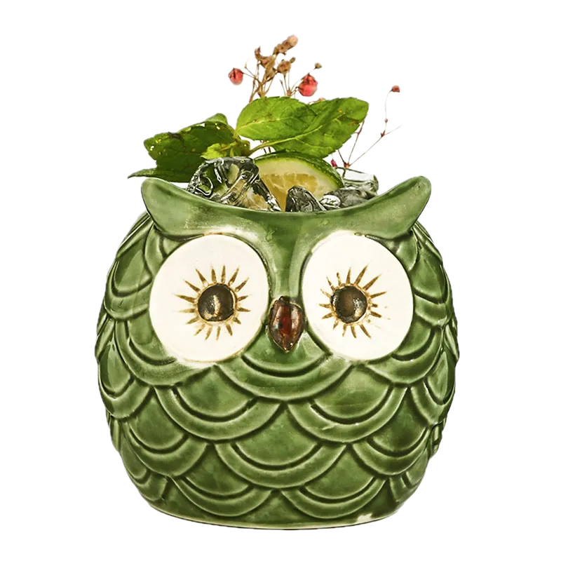 Vaso Tiki Búho Verde