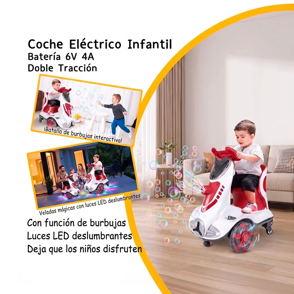 Moto Eléctrica Infantil con Burbujas